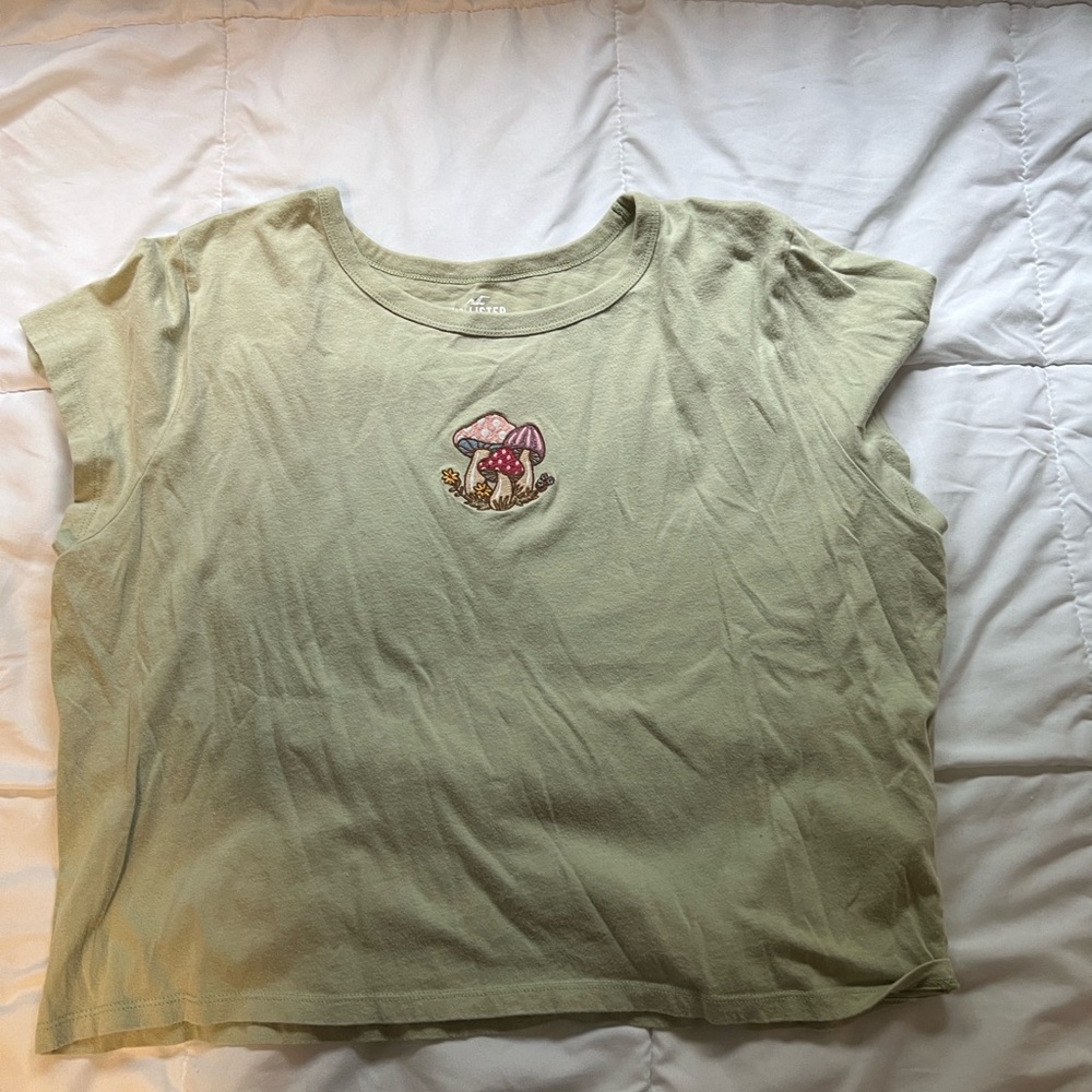 Hollister Green Short Sleeve Tee Relaxed Fit Crew Neck